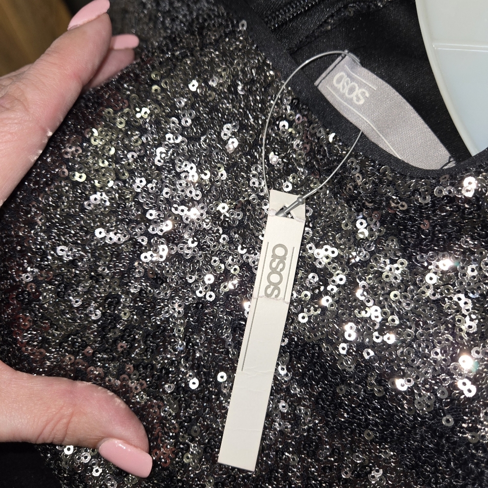 ASOS Silver Sequin Mini Dress
